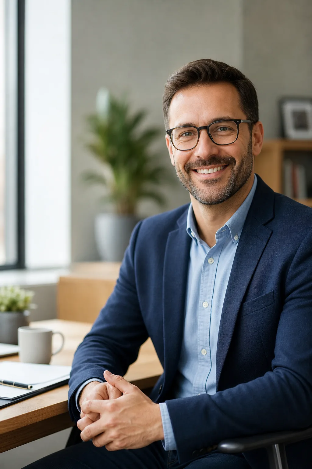 Illustrative photo of a friendly insurance advisor in an office — not a named Epic and Easy employee.
